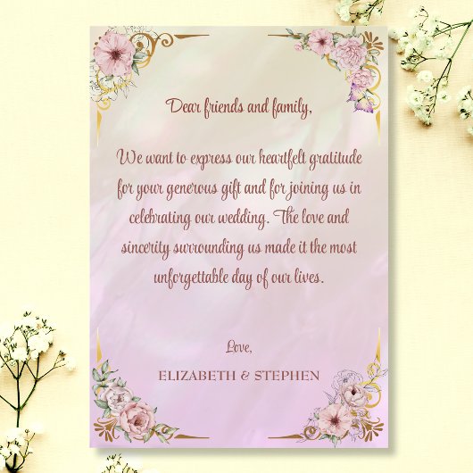 Champagne Peony bedankje Bedankkaart