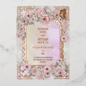  Champagne Peony bruiloft Folie Uitnodiging (Voorkant)