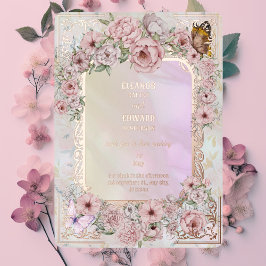  Champagne Peony bruiloft Folie Uitnodiging