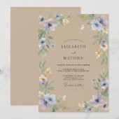 Champagne Periwinkle Wilde Bloemen Bruiloft Kaart (Voorkant / Achterkant)