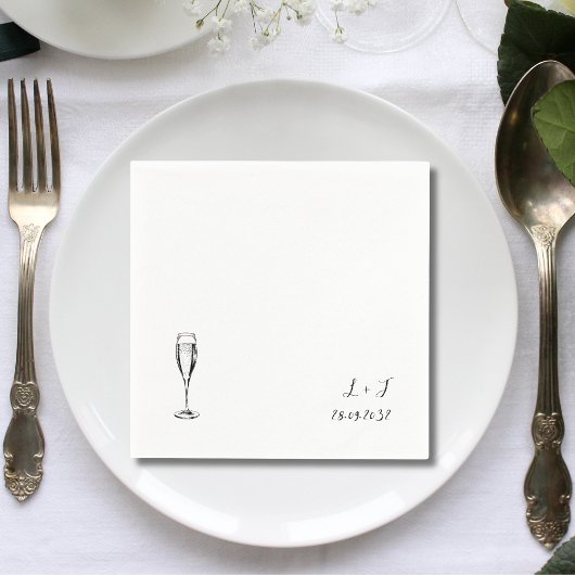 Champagne Persoonlijk Monogram Trouwpapier Servet