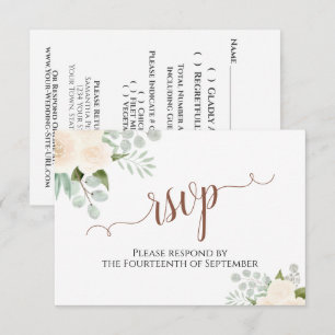 Champagne Perzik Rozen Elegante Boho Bruiloft RSVP Kaartje