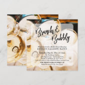 Champagne Photo Brunch & Bubble Handwriting Kaart (Voorkant / Achterkant)