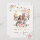 Champagne PHOTO Floral Wedding Style Kaart (Voorkant)