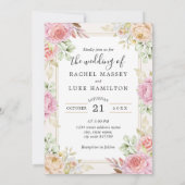 Champagne PHOTO Floral Wedding Style Kaart (Achterkant)