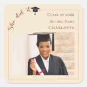Champagne photo Graduation Party Vierkante Sticker (Voorkant)