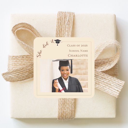 Champagne photo Graduation Party Vierkante Sticker