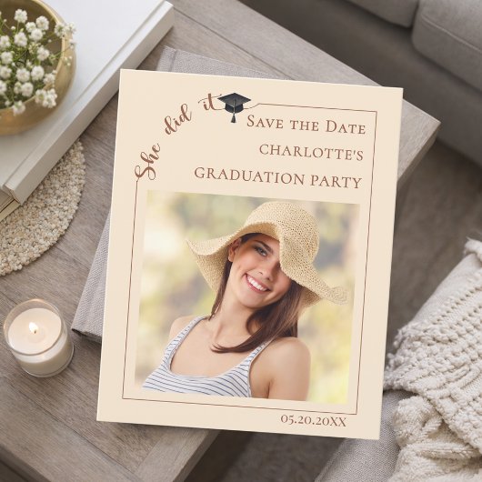Champagne photo Graduation Save the Date Flyer
