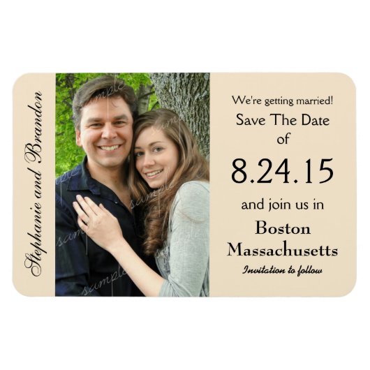 Champagne Photo Magnet Wedding Save the Date Magneet (Horizontaal)