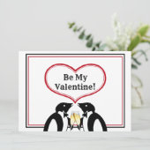 Champagne Pinguïns Valentijnkaart Aankondiging (Staand voorkant)