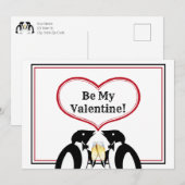 Champagne Pinguïns Valentijnkaart Aankondiging (Voorkant / Achterkant)
