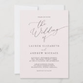 Champagne Pink en bruin minimalistisch huwelijk Kaart (Voorkant)