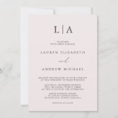 Champagne Pink en bruin Monogram Wedding Kaart (Voorkant)