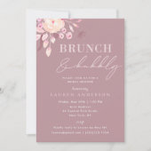 Champagne Pink Floral Bridal Brunch en Bubble Kaart (Voorkant)