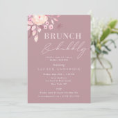 Champagne Pink Floral Bridal Brunch en Bubble Kaart (Staand voorkant)