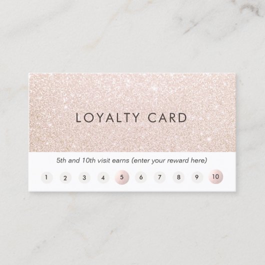 Champagne Pink Glitter Customer Loyalty 10 Punch (Voorkant)