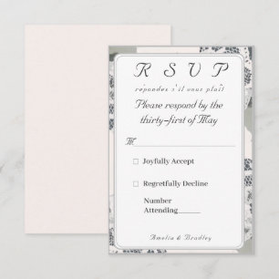 Champagne-Pink Lace Wedding Response Kaart