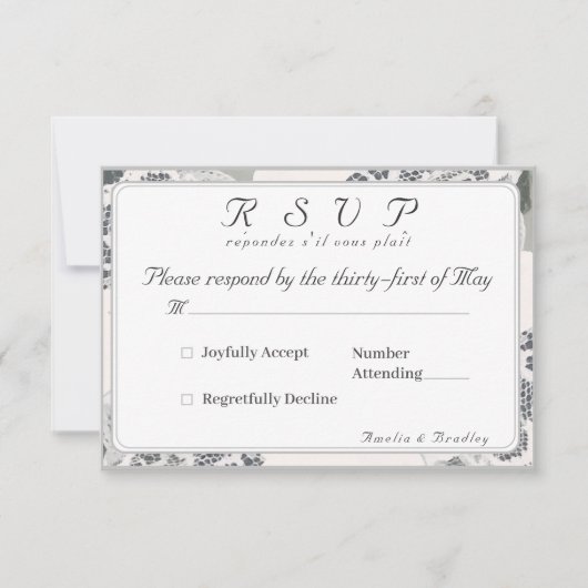 Champagne-Pink Lace Wedding Response Kaart (Voorkant)