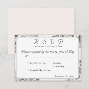 Champagne-Pink Lace Wedding Response Kaart