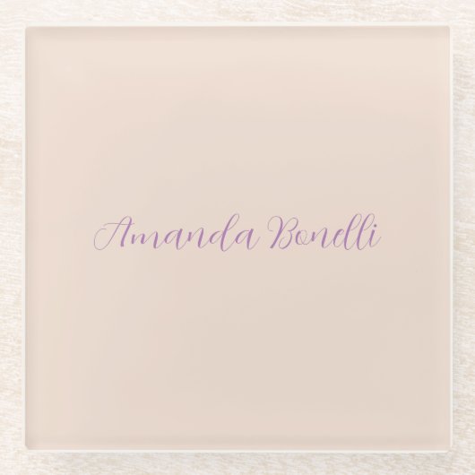 Champagne Pink Plain Simple Minimalist Modern Glazen Onderzetter (Voorkant)