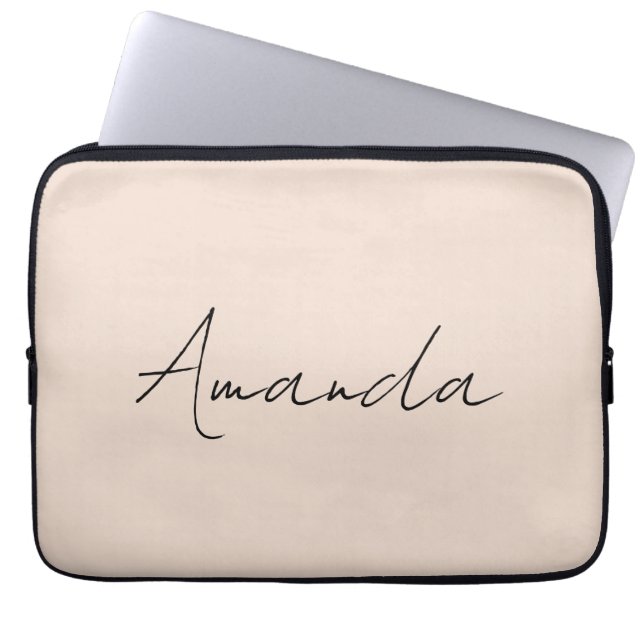 Champagne Pink Plain Simple Minimalist Modern Laptop Sleeve (Voorkant)