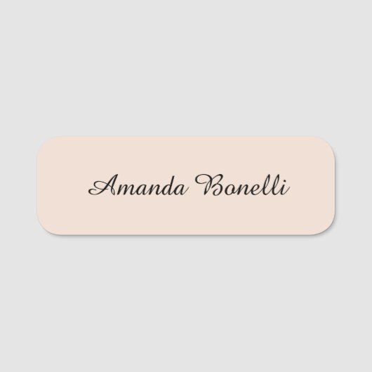 Champagne Pink Plain Simple Minimalist Modern Naamplaatje (Voorkant)
