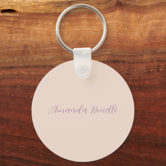 Champagne Pink Plain Simple Minimalist Modern Sleutelhanger (Voorkant)