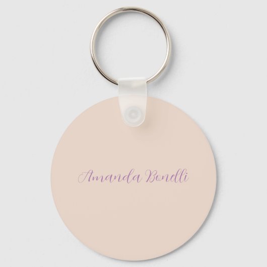 Champagne Pink Plain Simple Minimalist Modern Sleutelhanger (Achterkant)