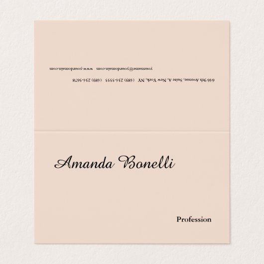 Champagne Pink Plain Simple Minimalist Modern Visitekaartje (Buitenkant ongevouwen)
