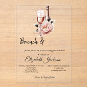 Champagne Pink Rose Brunch & BubblyBridal Shower Acryl Uitnodigingen (Voorkant)