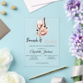 Champagne Pink Rose Brunch & BubblyBridal Shower Acryl Uitnodigingen (Insitu (Huwelijk))