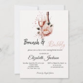 Champagne Pink Rose Brunch & BubblyBridal Shower   Kaart (Voorkant)