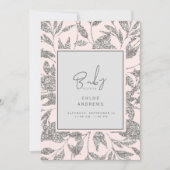 Champagne Pink & Silver Glam Baby shower Kaart (Voorkant)