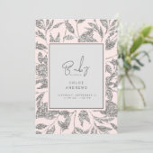 Champagne Pink & Silver Glam Baby shower Kaart (Staand voorkant)