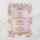  Champagne Pioen Bruiloft Folie Menu Kaart (Voorkant)