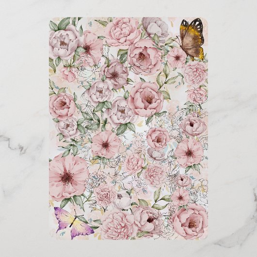  Champagne Pioen Bruiloft Folie Menu Kaart (Achterkant)