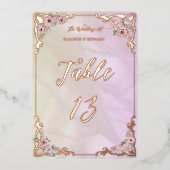 Champagne Pioen Folie Tafelnummer Kaart (Voorkant)