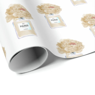 Champagne Pioenrozen en Parfum Bloemen Cadeaupapier