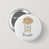 Champagne Pioenrozen & Parfum Bruid Ronde Button 5,7 Cm (Voorkant /achterkant)