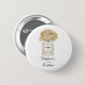 Champagne Pioenrozen & Parfum Moeder van de Bruide Ronde Button 5,7 Cm (Voorkant /achterkant)