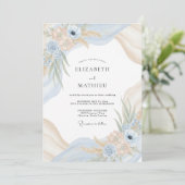Champagne Poeder Blauw Eucalyptus Bruiloft Kaart (Staand voorkant)