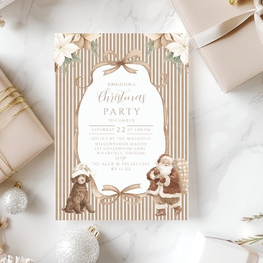 Champagne Poinsettia Christmas Kaart