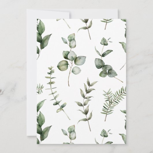 Champagne Poinsettia en Greenery Kerstparty Kaart (Achterkant)