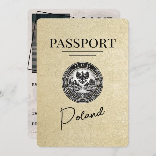 Champagne Polen Paspoort Bewaar de datum Save The Date (Voorkant / Achterkant)
