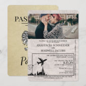 Champagne Polen Paspoort Huwelijksuitnodiging Kaart (Voorkant / Achterkant)