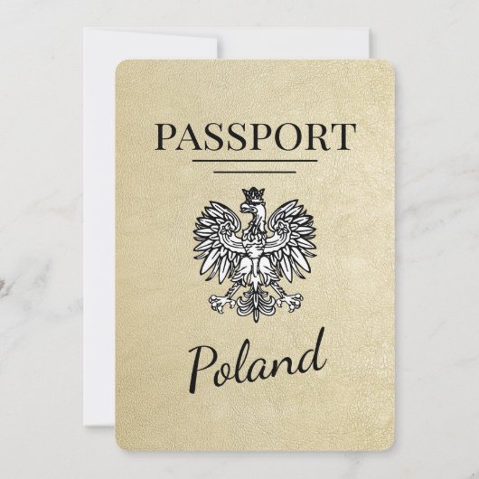 Champagne Polen Paspoort Huwelijksuitnodiging Kaart (Achterkant)