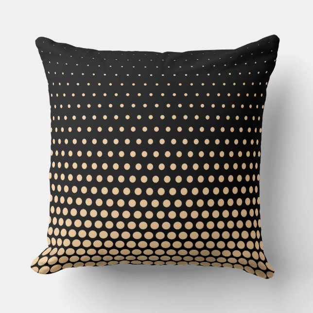 Champagne Polka Dot Modern Black Kussen (Voorkant)