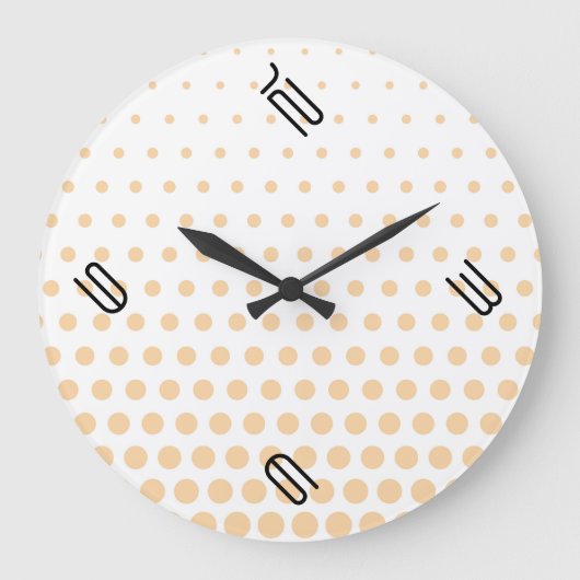Champagne Polka Dot Modern White Grote Klok (Voorkant)