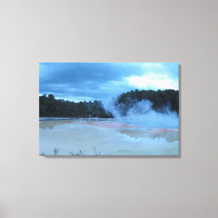 Champagne Pool bij Rotorua Nieuw-Zeeland Canvas Afdruk