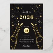 Champagne Pop | Nieuwe jaren Eve Partij Folie Uitnodiging (Voorkant)